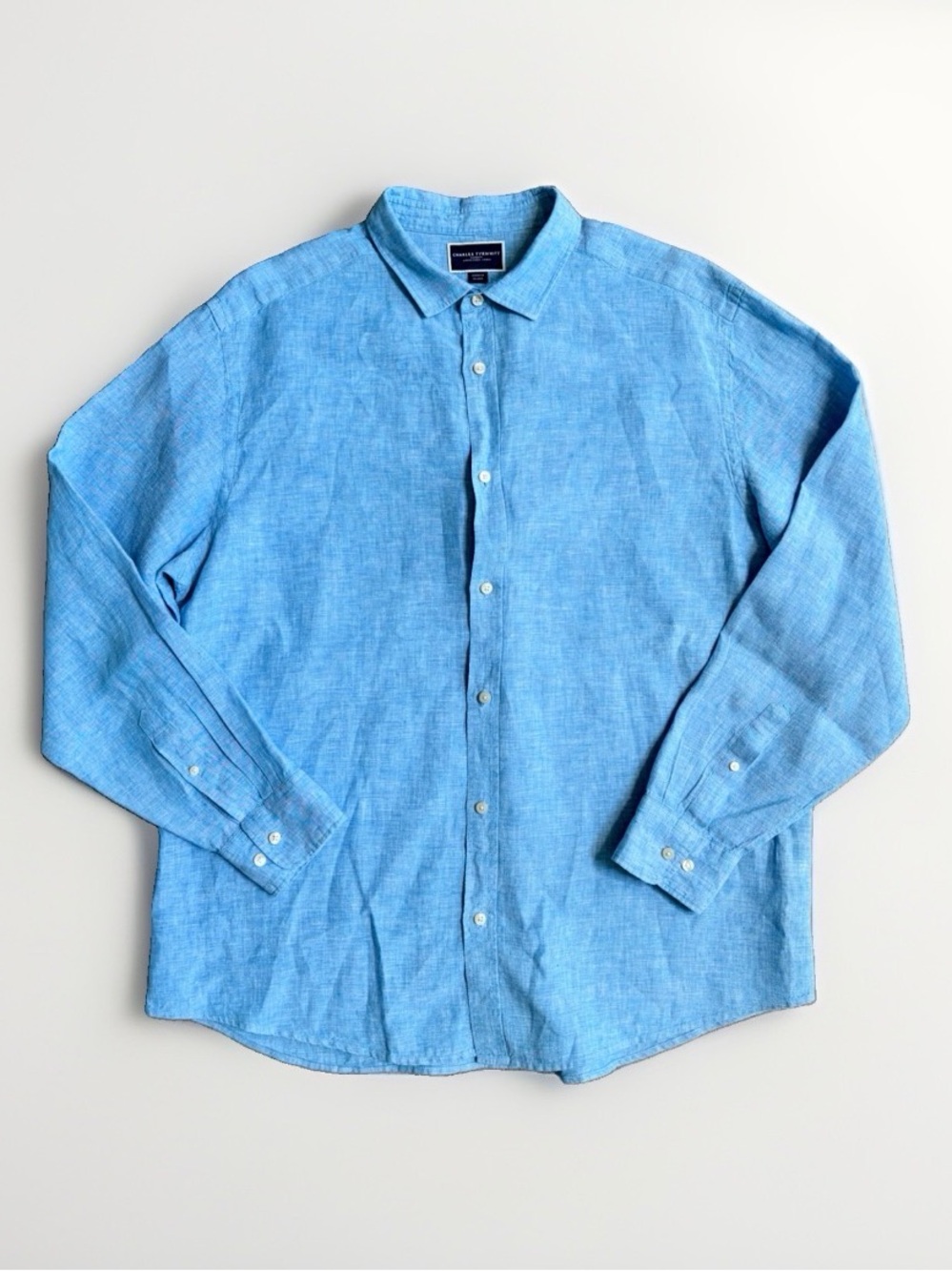 Charles Tyrwhitt 100% Linen Long Sleeve Shirt Classic Fit Men’s XXL Blue